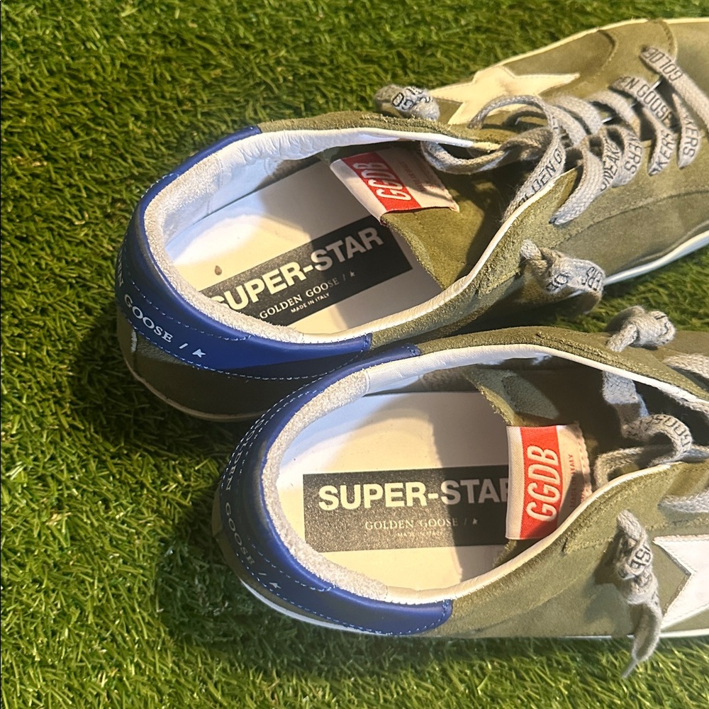 LIKE NEW Golden Goose Superstar 'Wood Green’ SuperStar Khaki Navy Men's Sneakers - Picture 5 of 6